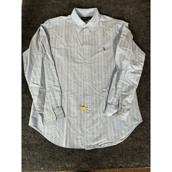 Ralph Lauren Classic Fit Blue White Striped Button Up Shirt‎ SIZE 16 1/2X34/35 - Picture 1 of 5
